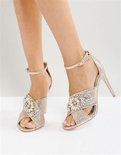 asos holy grail embellished heeled sandals gold embellished heeled