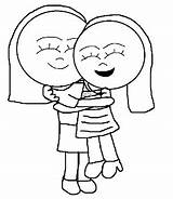 Hugging Girls Two Coloring Template sketch template