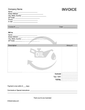 oil change invoice template fill  sign printable template