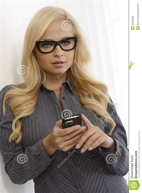 beautiful woman with mobile and glasses royalty free stock