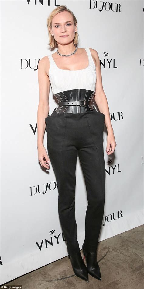diane kruger showcases tiny waist in black corset belt daily mail online