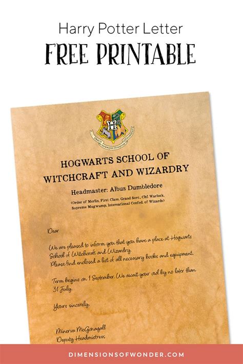 hogwarts acceptance letter template  printable front