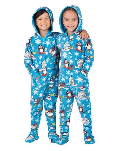 footed pajamas footed pajamas winter wonderland toddler hoodie fleece onesie walmartcom