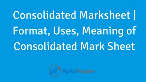 consolidated marksheet format  meaning  consolidated mark sheet cbse library
