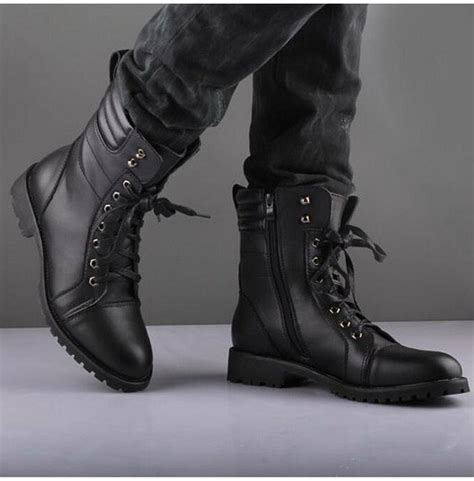 black handmade napoleon military boots mens punk rebelsmarket