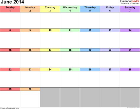 june 2014 calendars for word excel and pdf