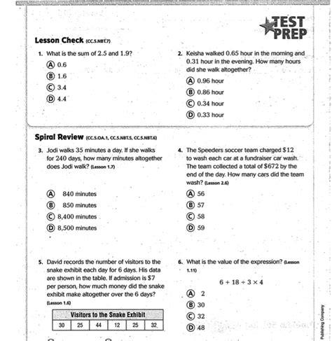 grade math worksheets  answer key  worksheets