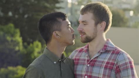 cute gay couple kiss and stock footage video 100 royalty