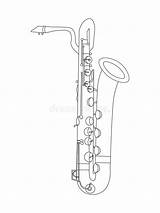 Saxophone Baritone Sassofono Baryton Tekening Linie Lijnkunst Schwarzweiss Ensemble Colorare Schéma Bariton Euphonium Isolated Zeichnung Verschiedene Einfachen Illustrazioni Vettoriali Bianco sketch template