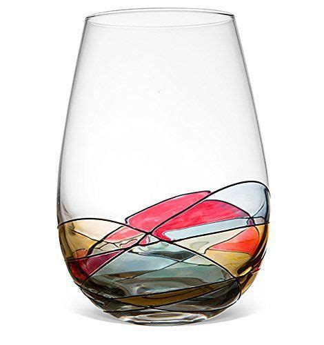 Antoni Barcelona Hand Painted Stemless Wine Glass Unique Drinking
