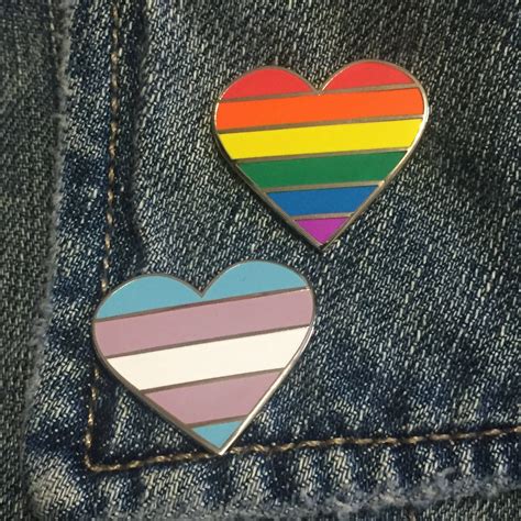 transgender pride flag heart shaped hard enamel lapel pins