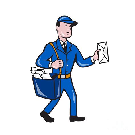 Mailman Postman Delivery Worker Isolated Cartoon Digital
