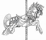 Coloring Horse Carousel Pages Jumping Animals Horses Colouring Adult Flying Show Printable Color Book Advanced Adults Animal Carosel Tattoos Drawings sketch template