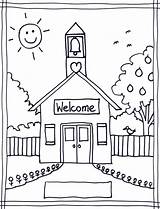 School Back Coloring Pages Kindergarten Sheets Welcome Kids Printables Night House sketch template