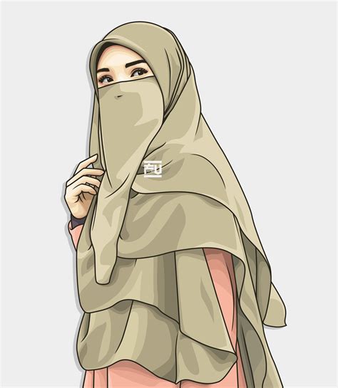 hijab vector niqab atahmadfu menggambar gadis gambar kartun