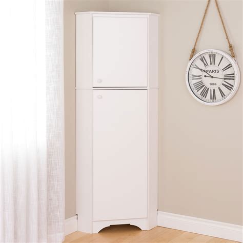 elite white tall  door corner storage cabinet