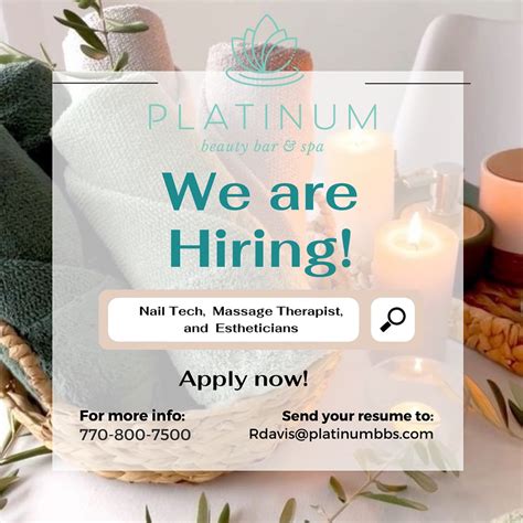 hiring  platinum beauty bar spa retreat