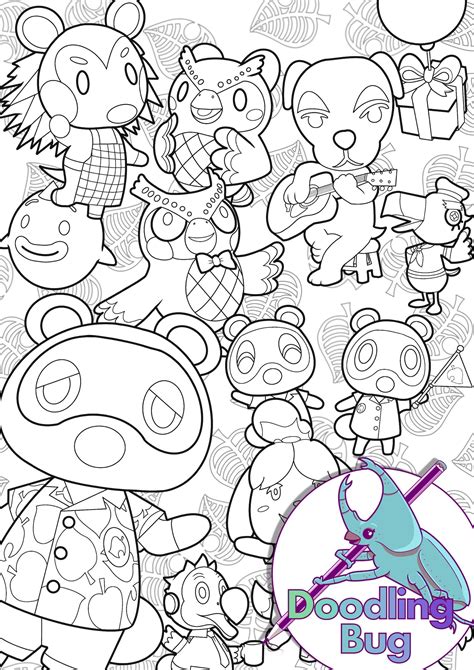 animal crossing colouring page etsy