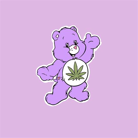 purple care bear weed leaf sticker laptop sticker etsy
