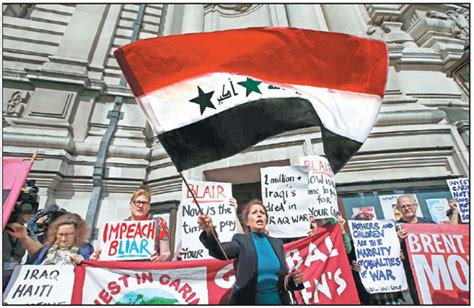 demonstrators protest before the release of the john chilcot report into the iraq war at the