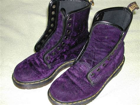 rich purple velvet dr martens boots uk size    england eu