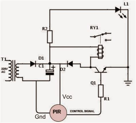 motion activated pir relay circuit