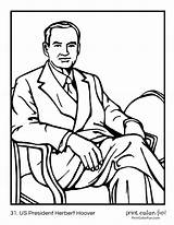 Herbert Hoover Colorare Colorear Kleurplaat Malvorlage Presidents Leaders sketch template