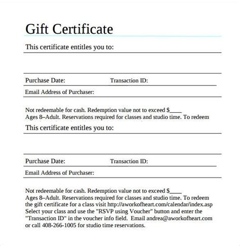 gift certificate template  examples   word  design format