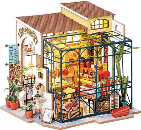 rolife diy miniature dollhouse tiny house building kit emilys flower shop dollhouses amazon