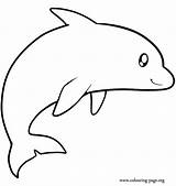 Dolphin Coloring Cute Jumping Dolphins Colouring Printable sketch template
