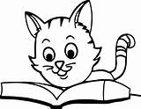 Coloring Reading Book Cat Wecoloringpage sketch template