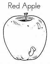 Coloring Red Apple Worm Smiling Inside Apples Template Pages sketch template
