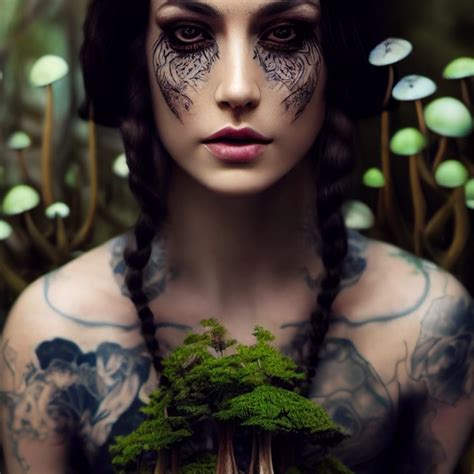 Beautiful Tattooed Brunette Women With Long Deadlocks Midjourney
