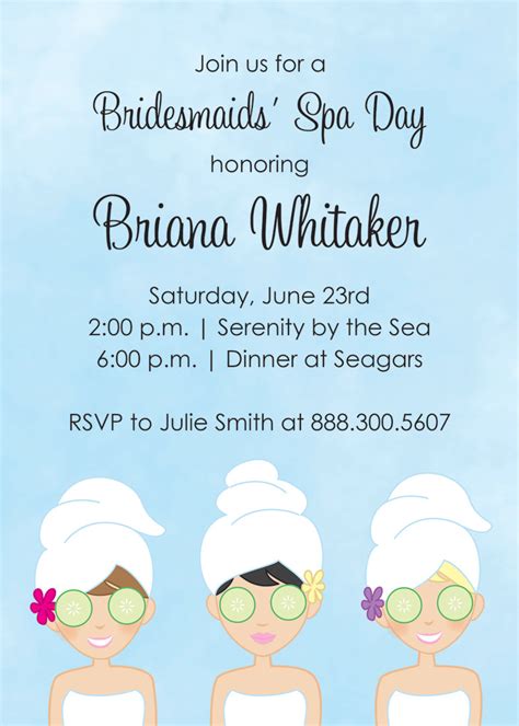 enjoy spa day special shower event invitations