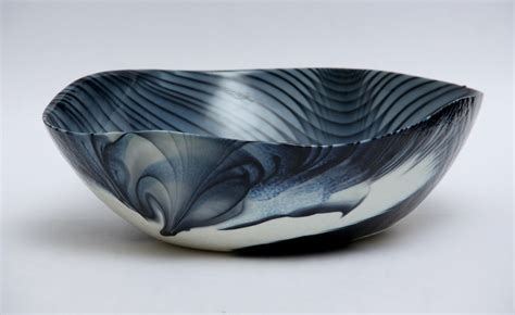Murano Glass Decorative Bowl In White And Black