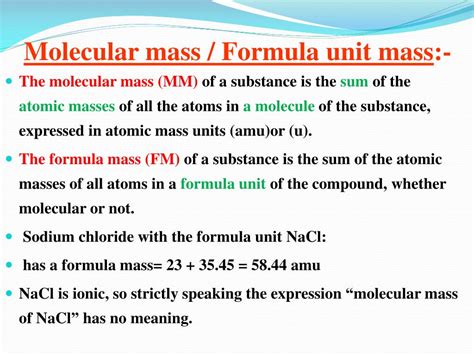 lecture   molecular mass  formula mass lecturer amal abu mostafa powerpoint