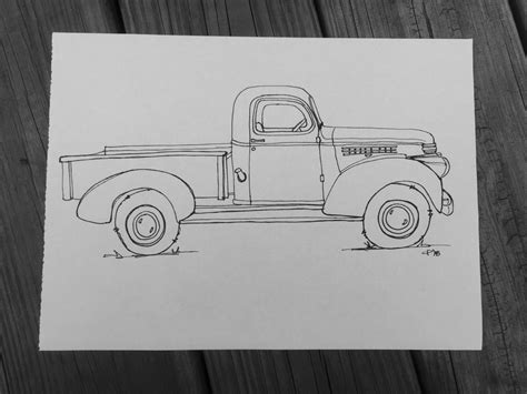 instant  vintage truck printable coloring page etsy