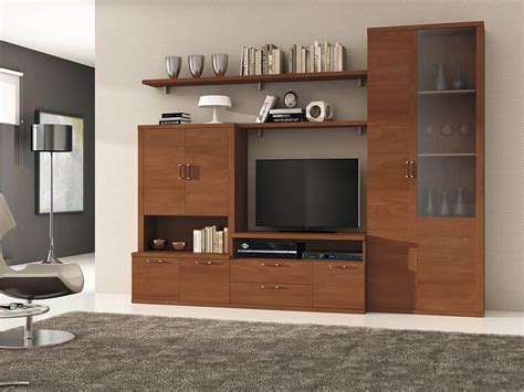 mueble salon tv comedor madera melamina moderno economico cerezo muebles ramis  delta