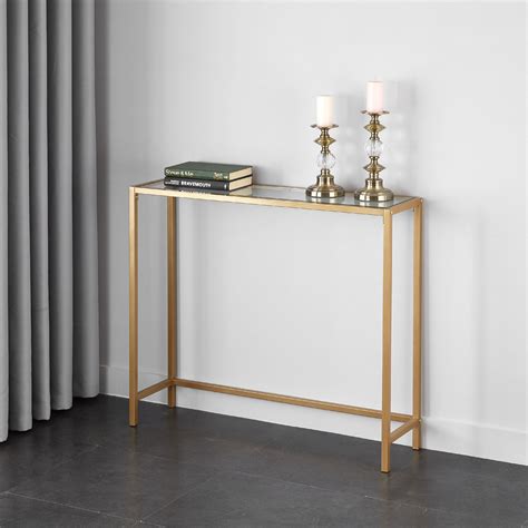 mainstays contemporary tempered glass  metal console table gold