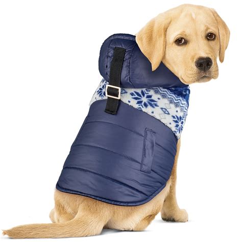 quilted nordic pattern puffer style hooded dog jacket collections