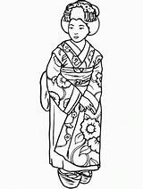 Coloriage Kimono Japon Geisha Giappone Madama Nazioni Japonais Asiaticas Geishas Malvorlage Stampare Geografie Designlooter Gifgratis Coloriages Cartoni Animati Kategorien Prend sketch template