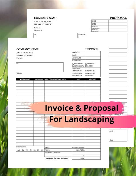 set  invoice proposal  landscaping template printable