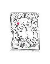 Maze Coloring Pages Christmas Reindeer Santa Rudolph Activity sketch template
