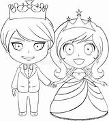 Prince Princess Coloring Illustration Vector Preview sketch template