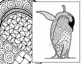 Penguin Zentangle Intricate sketch template