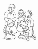 Praying Family Coloring Together Clipart Members Pages Member Kids Drawing People Sketch Sheets Coloringsky Cliparts Lds Clipground Choose Board Template sketch template