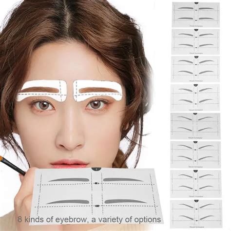 8 Types Eyebrow Stencil Eye Makeup Eyebrow Easy Drawing Guide Template