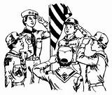 Flag Boy Coloring Pages Scouts Scout Saluting Color sketch template