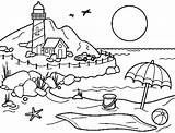 Beach Coloring Nature Pages Kids Drawing Lighthouse Sunset Clipart Printable Scenes Outline Colouring Realistic Pencil Carolina North Scene Color Sketches sketch template