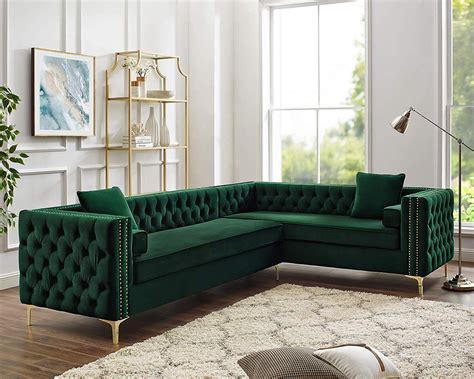 inspired home velvet corner sectional sofa designed  giovanni corner sectional sofa